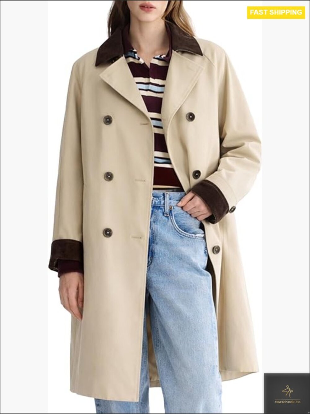 Oversized Double Breasted Trench Coat Water Repellent Barn Jacket Spring Fall